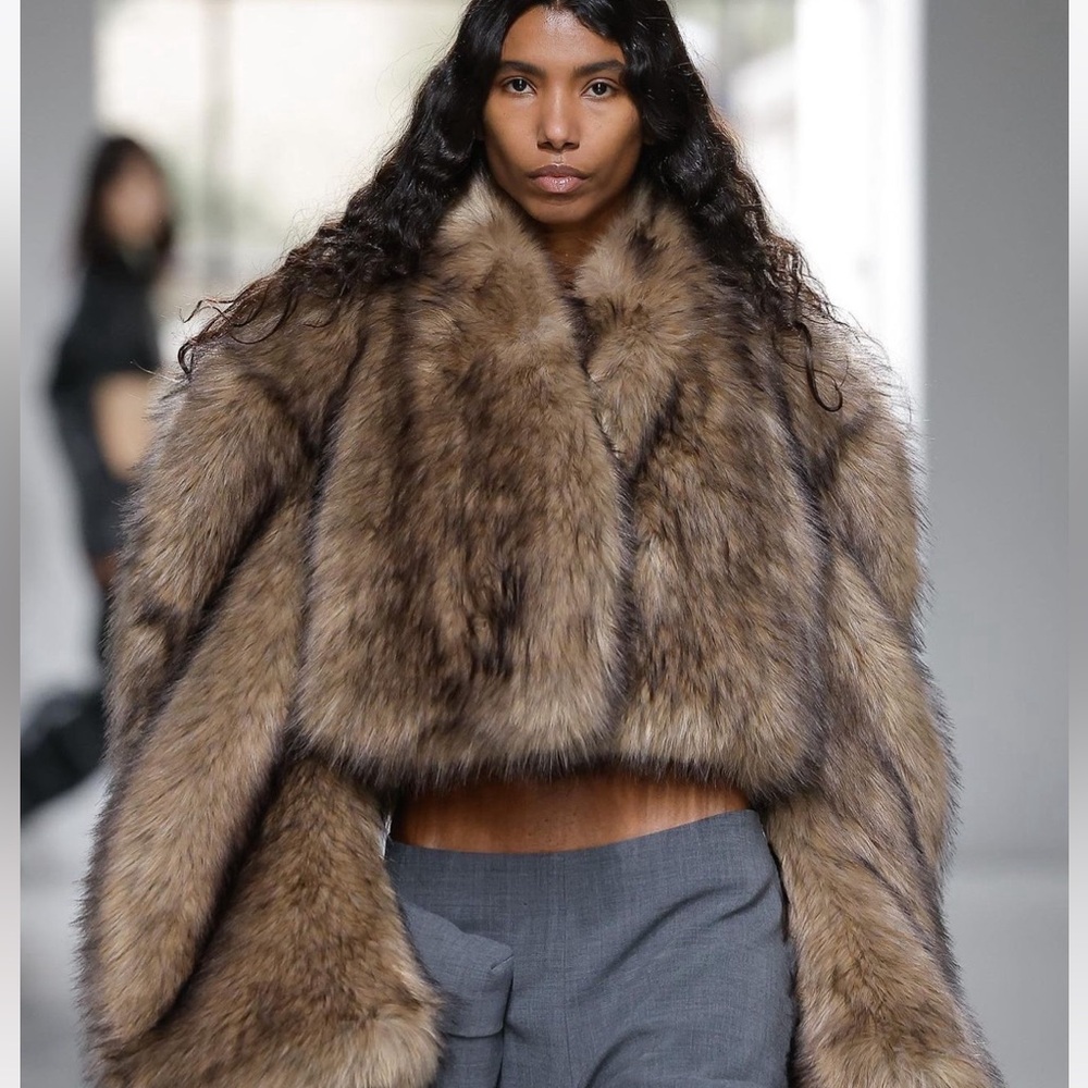 Cropped faux-fur jacket